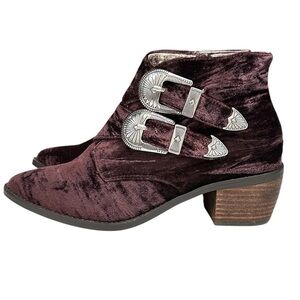 Band of Gypsies Velvet Booties Jericho boot burgundy deep purple sz 6.5